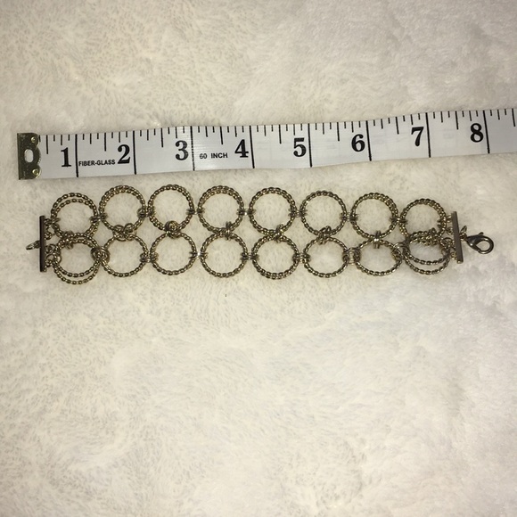 Double Row Circle Link Gold Toned Bracelet - Picture 2 of 2